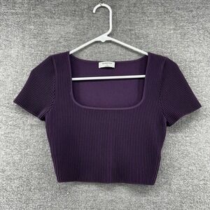 Babaton Cropped Top Women Medium Purple Casual Short Sleeve